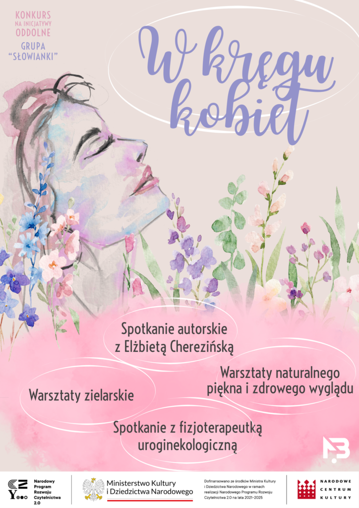 Grafika wielokolorowa, informacja o projekcie "W kręgu kobiet"