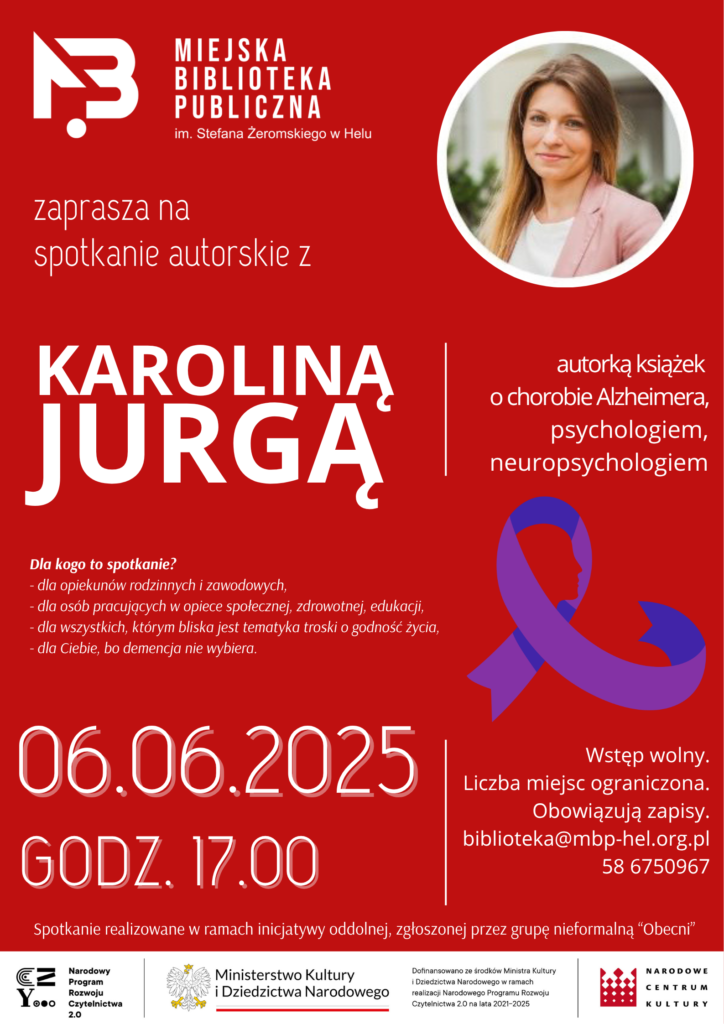 Grafika wielokolorowa, informacja o spotkaniu autorskim z Karoliną Jurgą